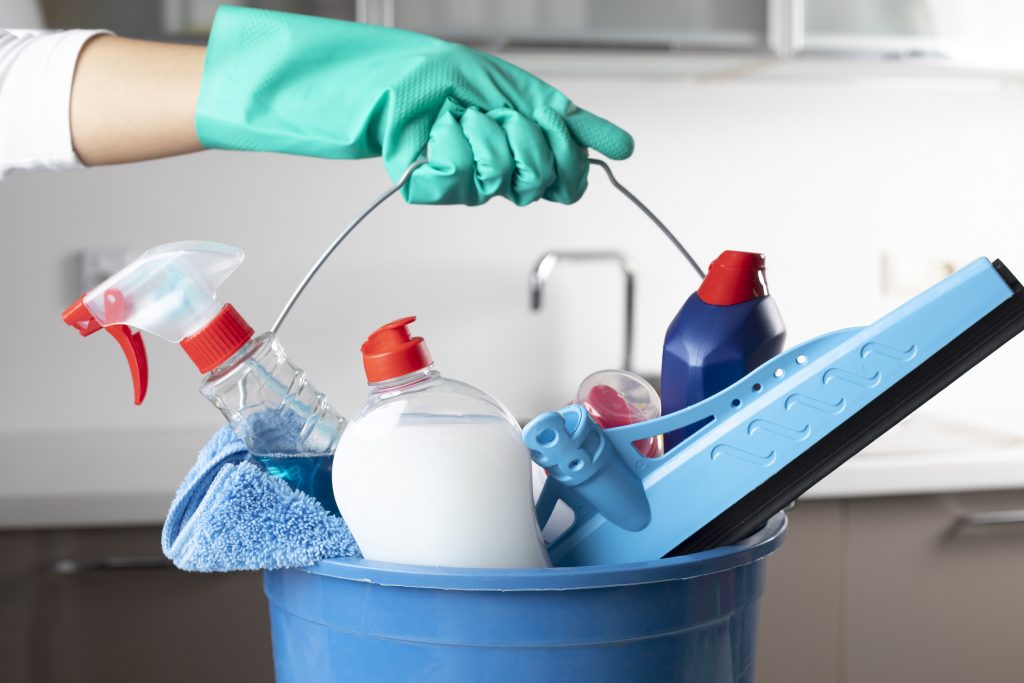 Bucket of Cleaning Supplies