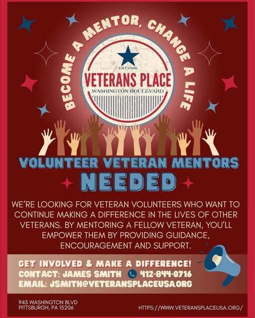 Veterans Place Seeks Volunteer Mentors to Support Veterans in Pittsburgh